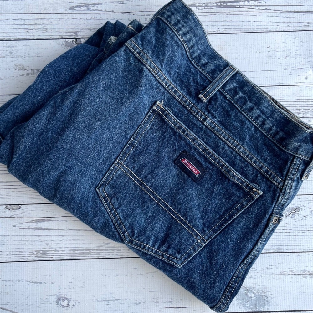 Genuine Dickies Carpenter Jeans Mens Dark Wash Denim Utility Workwear Streetwear